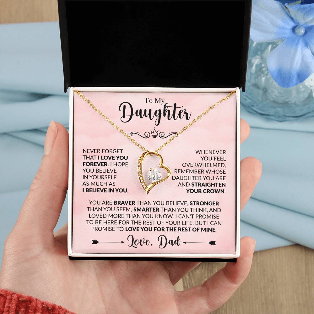 Daughter Forever Love Necklace - Never Forget 14k White Gold Finish / Standard Box Jewelry Giftinum