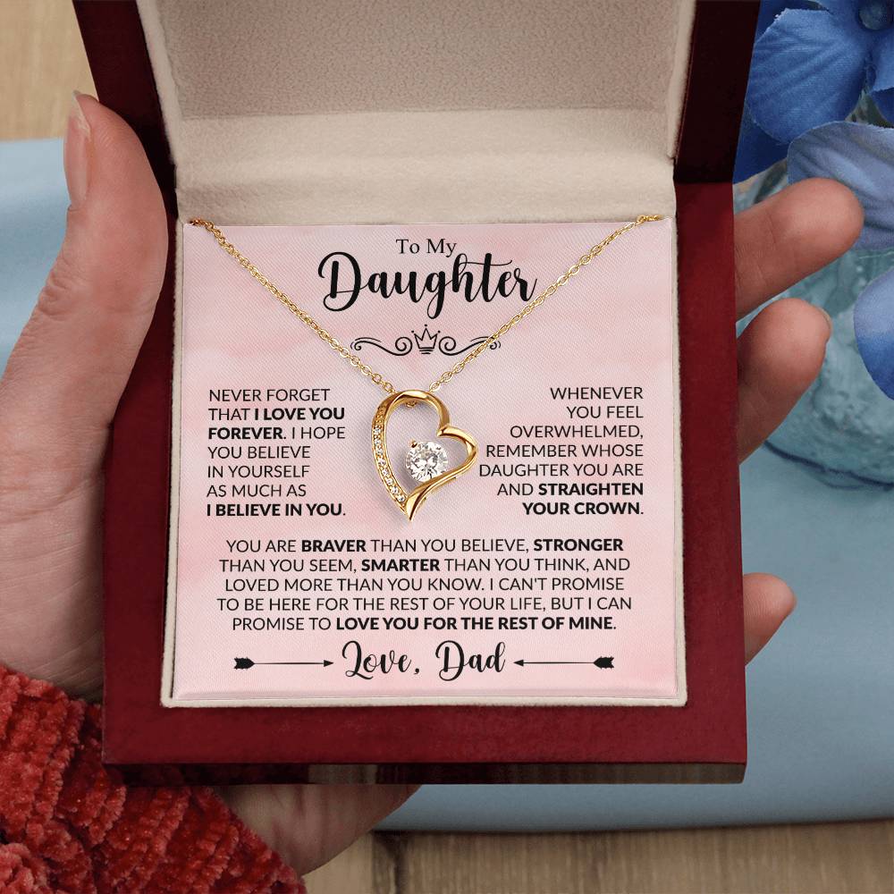 Daughter Forever Love Necklace - Never Forget 14k White Gold Finish / Standard Box Jewelry Giftinum