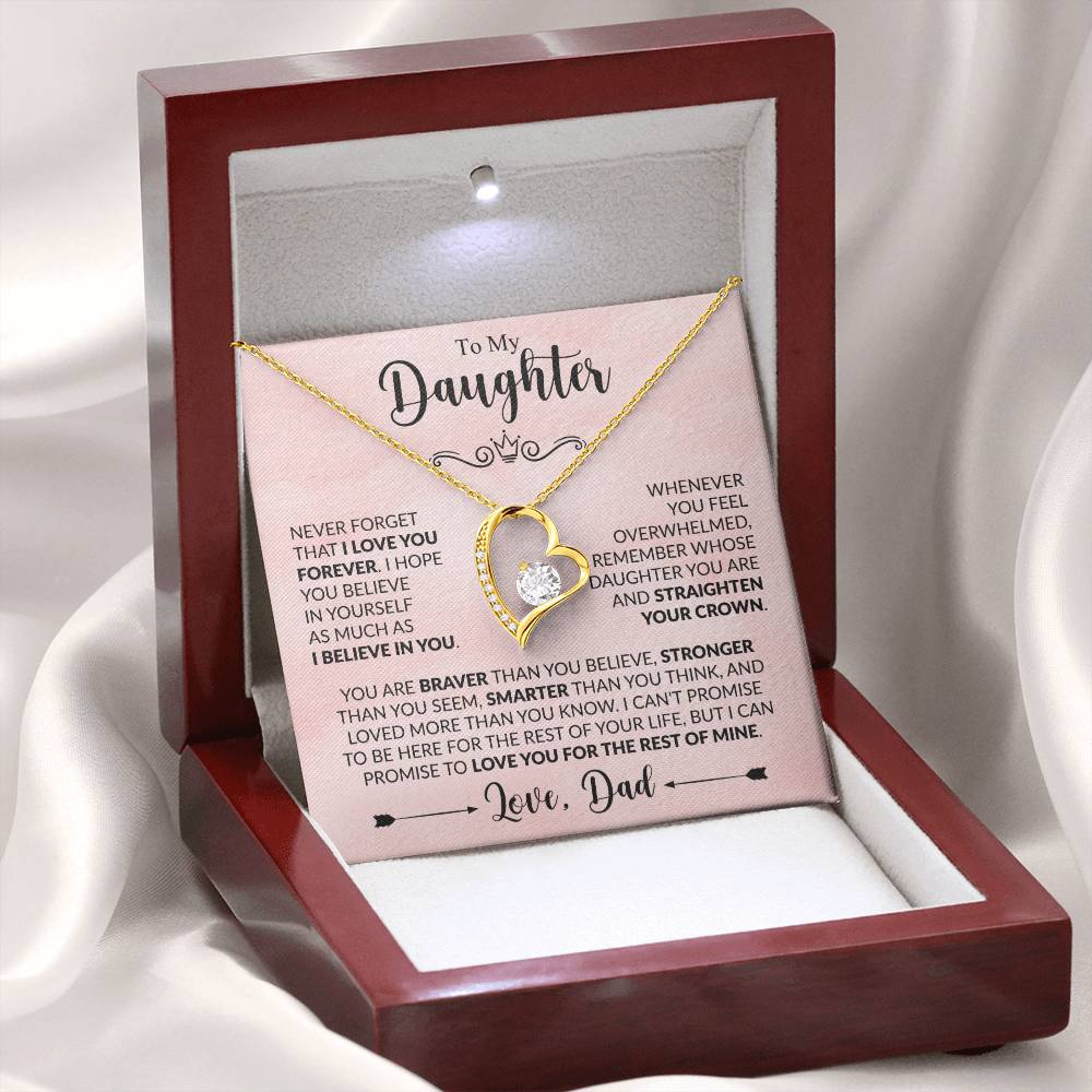 Daughter Forever Love Necklace - Never Forget 14k White Gold Finish / Standard Box Jewelry Giftinum