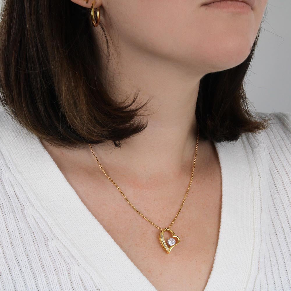 Daughter Forever Love Necklace - Never Forget 14k White Gold Finish / Standard Box Jewelry Giftinum