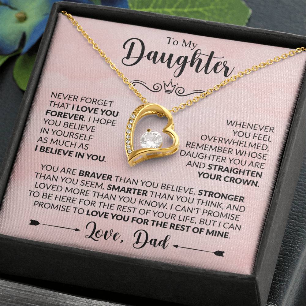 Daughter Forever Love Necklace - Never Forget 14k White Gold Finish / Standard Box Jewelry Giftinum
