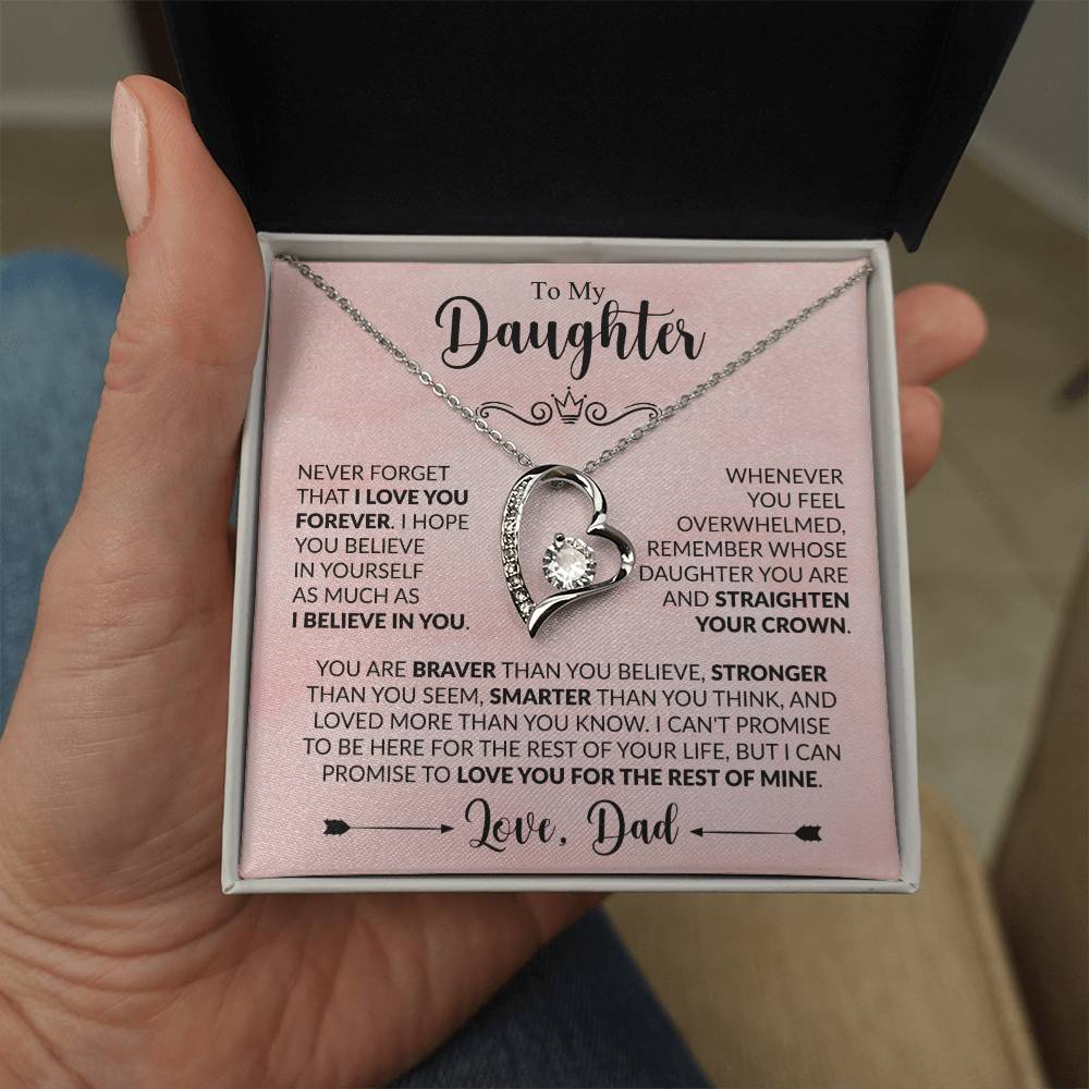 Daughter Forever Love Necklace - Never Forget 14k White Gold Finish / Standard Box Jewelry Giftinum