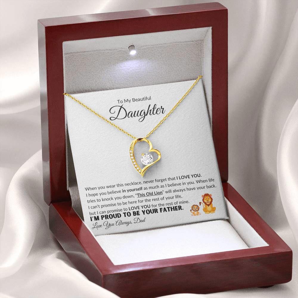 Daughter Heart Necklace - I'm Proud to Be Your Father 14k White Gold Finish / Luxury Box Jewelry Giftinum