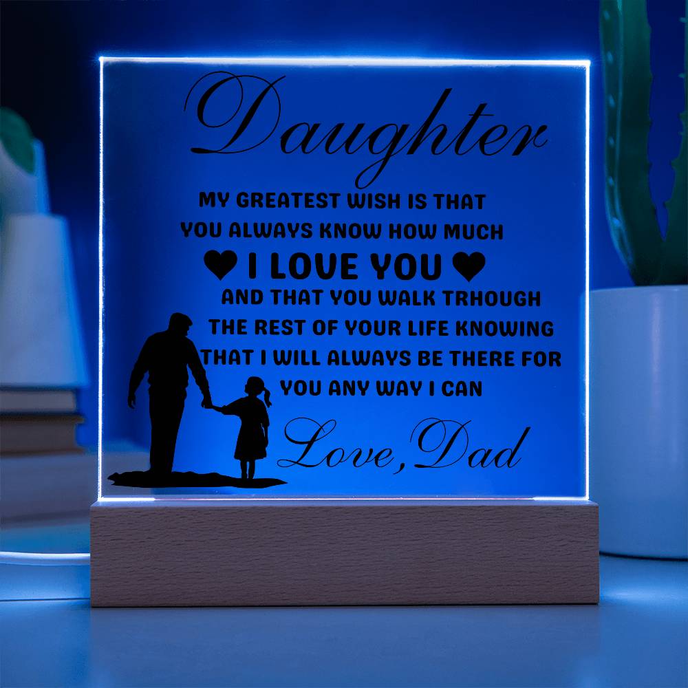 Daughter Love Dad Acrylic | My Greatest Wish LED Corded Base Jewelry Giftinum