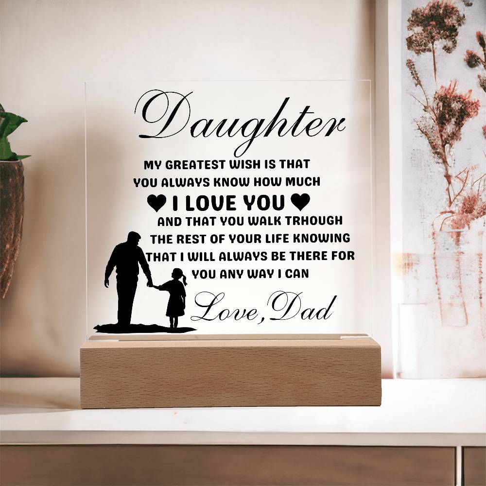 Daughter Love Dad Acrylic | My Greatest Wish LED Corded Base Jewelry Giftinum