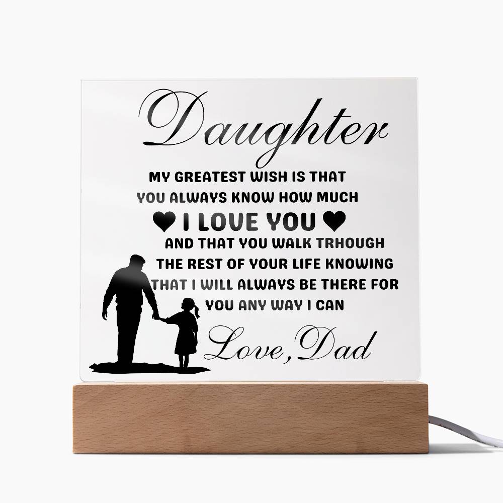 Daughter Love Dad Acrylic | My Greatest Wish LED Corded Base Jewelry Giftinum