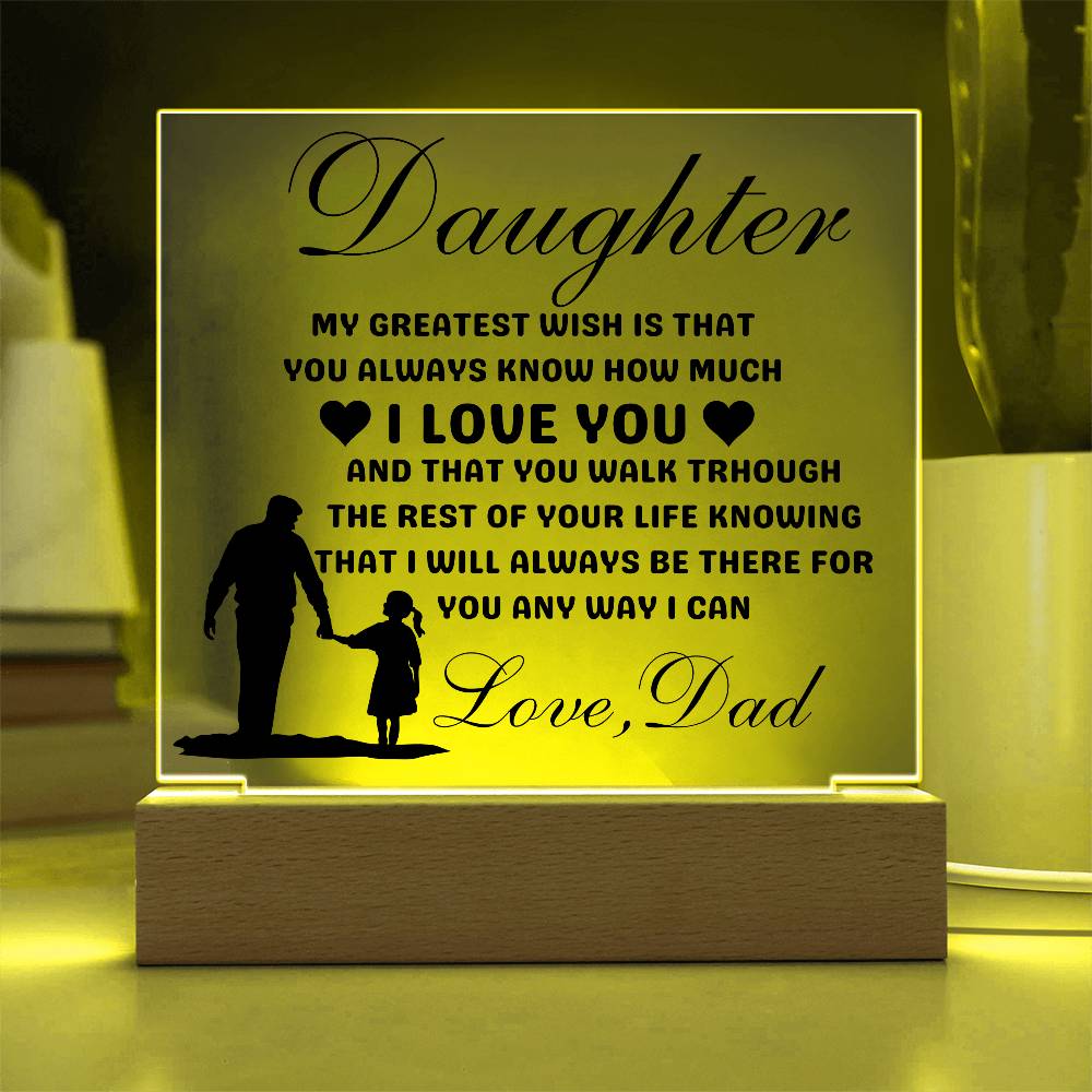 Daughter Love Dad Acrylic | My Greatest Wish LED Corded Base Jewelry Giftinum