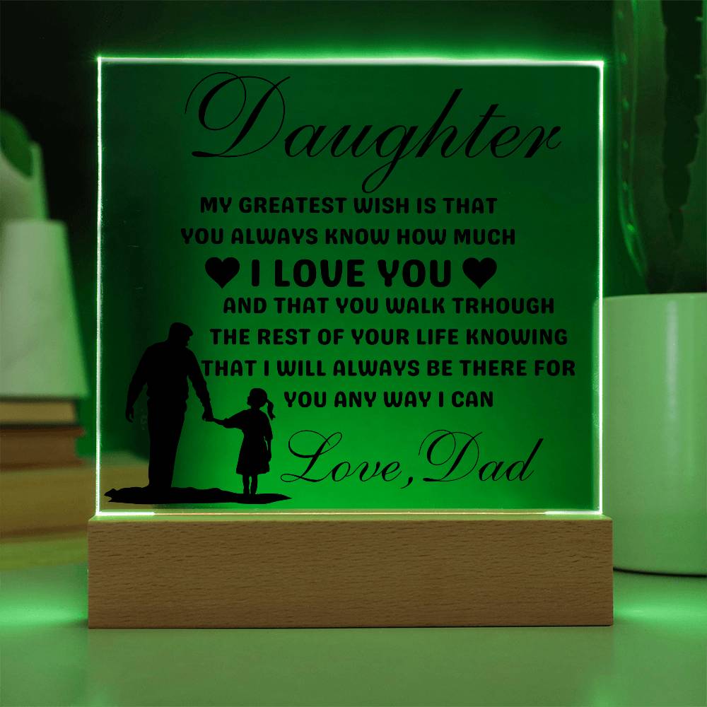 Daughter Love Dad Acrylic | My Greatest Wish LED Corded Base Jewelry Giftinum