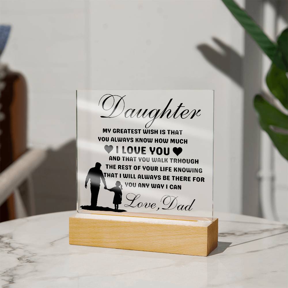 Daughter Love Dad Acrylic | My Greatest Wish LED Corded Base Jewelry Giftinum