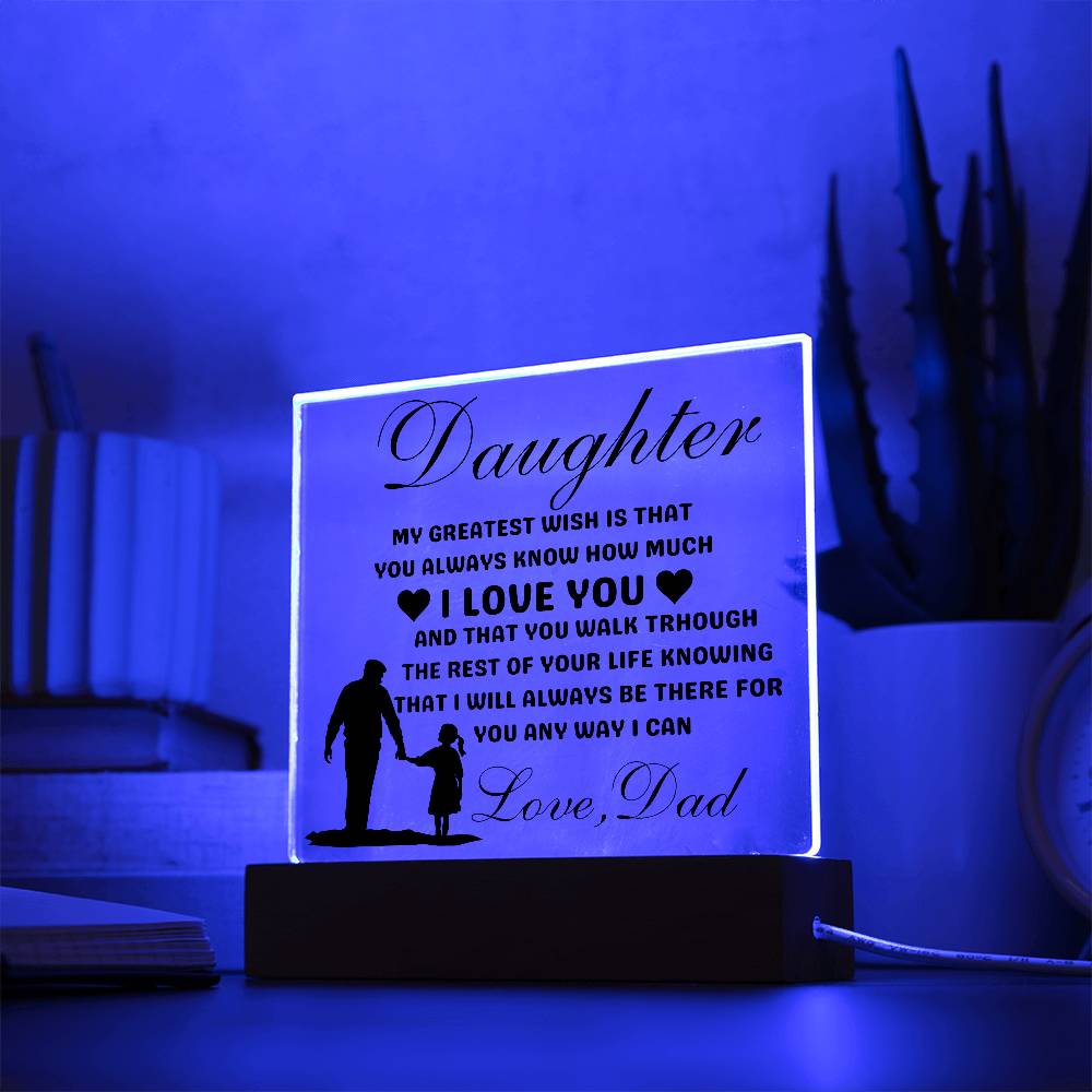 Daughter Love Dad Acrylic | My Greatest Wish LED Corded Base Jewelry Giftinum
