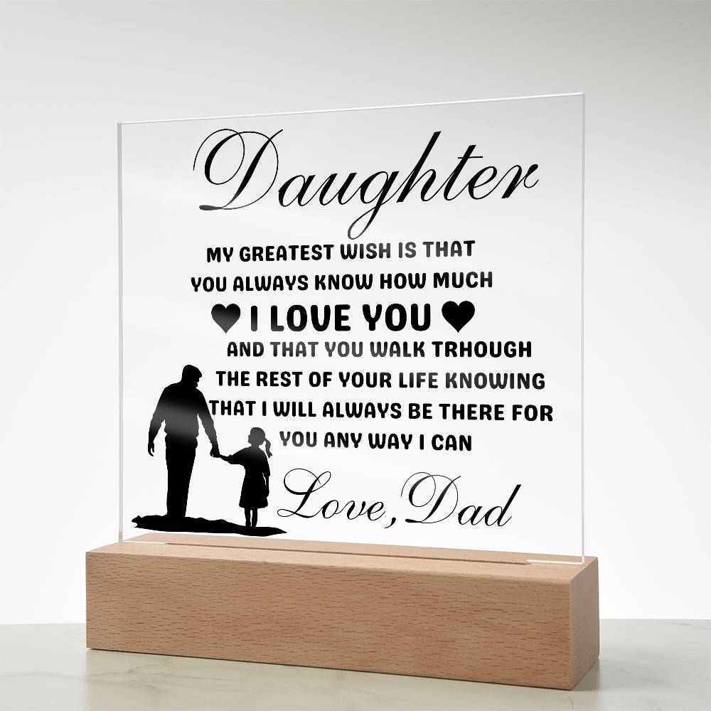 Daughter Love Dad Acrylic | My Greatest Wish LED Corded Base Jewelry Giftinum