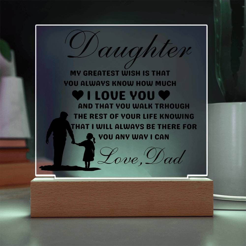 Daughter Love Dad Acrylic | My Greatest Wish LED Corded Base Jewelry Giftinum