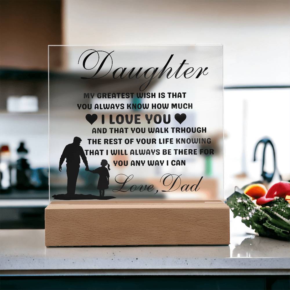 Daughter Love Dad Acrylic | My Greatest Wish LED Corded Base Jewelry Giftinum