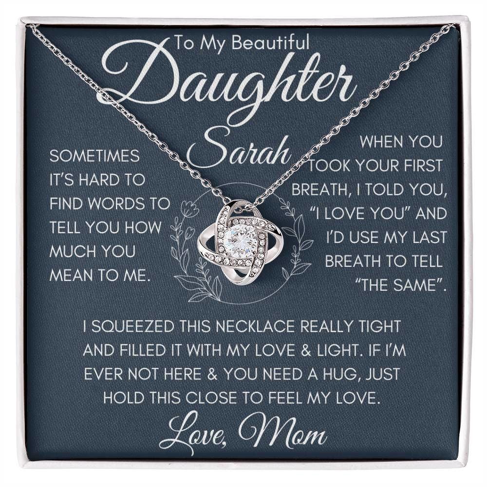 Daughter Love knot necklace 14K White Gold Finish / Standard Box Jewelry Giftinum