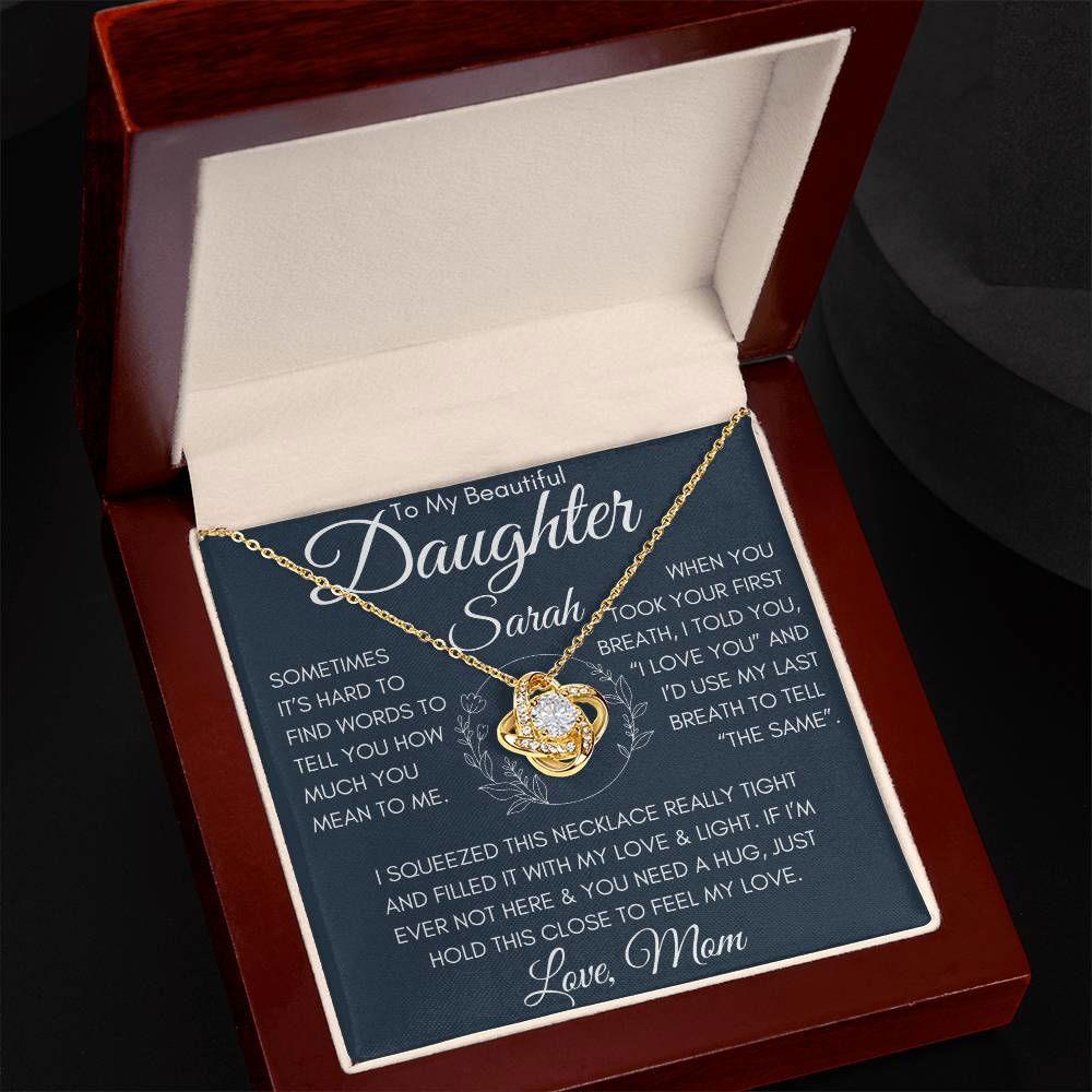 Daughter Love knot necklace 14K White Gold Finish / Standard Box Jewelry Giftinum