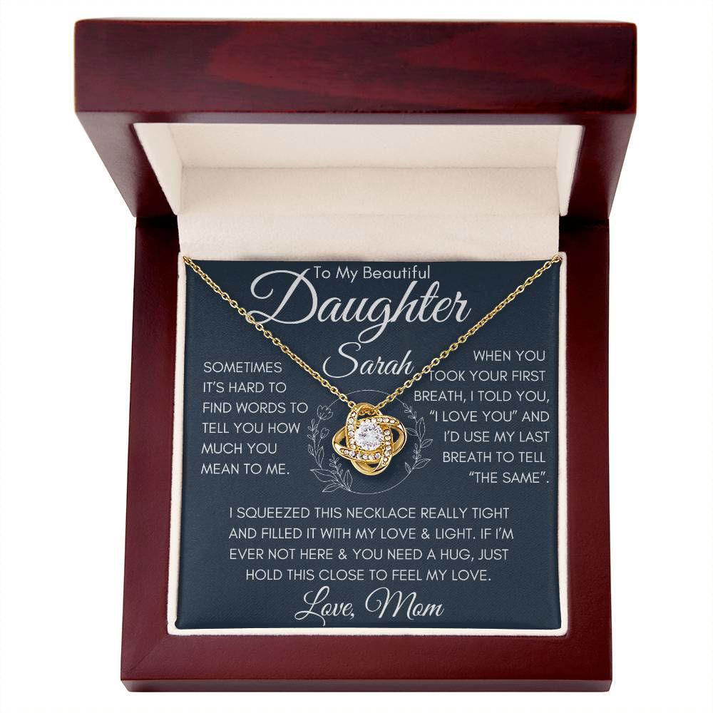 Daughter Love knot necklace 18K Yellow Gold Finish / Luxury Box Jewelry Giftinum