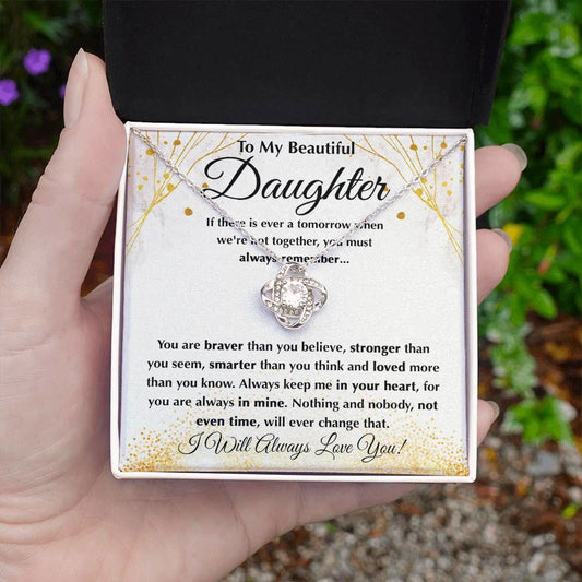 Daughter Necklace - Braver than you believe - FREE SHIPPING 14K White Gold Finish / Standard Box Jewelry Giftinum