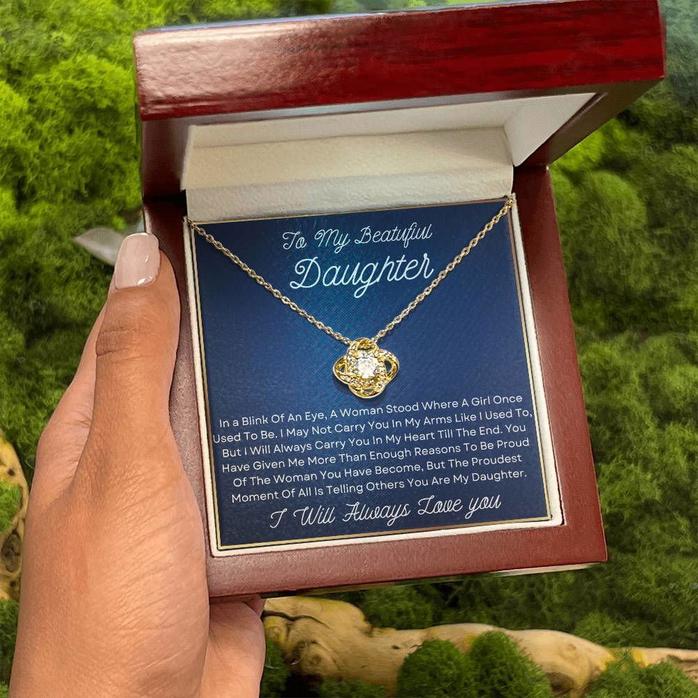 Daughter Necklace - In a blink of an eye 18K Yellow Gold Finish / Luxury Box Jewelry Giftinum