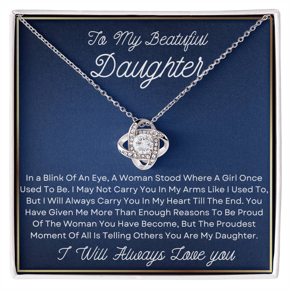 Daughter Necklace - In a blink of an eye 14K White Gold Finish / Standard Box Jewelry Giftinum