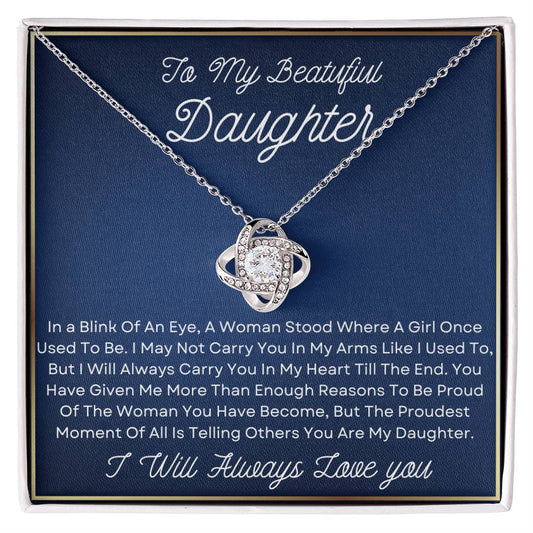 Daughter Necklace - In a blink of an eye 14K White Gold Finish / Standard Box Jewelry Giftinum