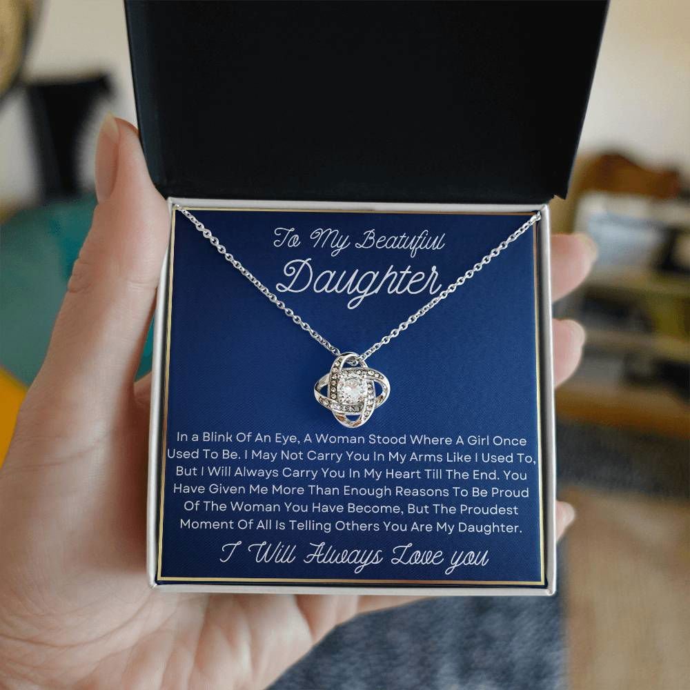 Daughter Necklace - In a blink of an eye 14K White Gold Finish / Standard Box Jewelry Giftinum