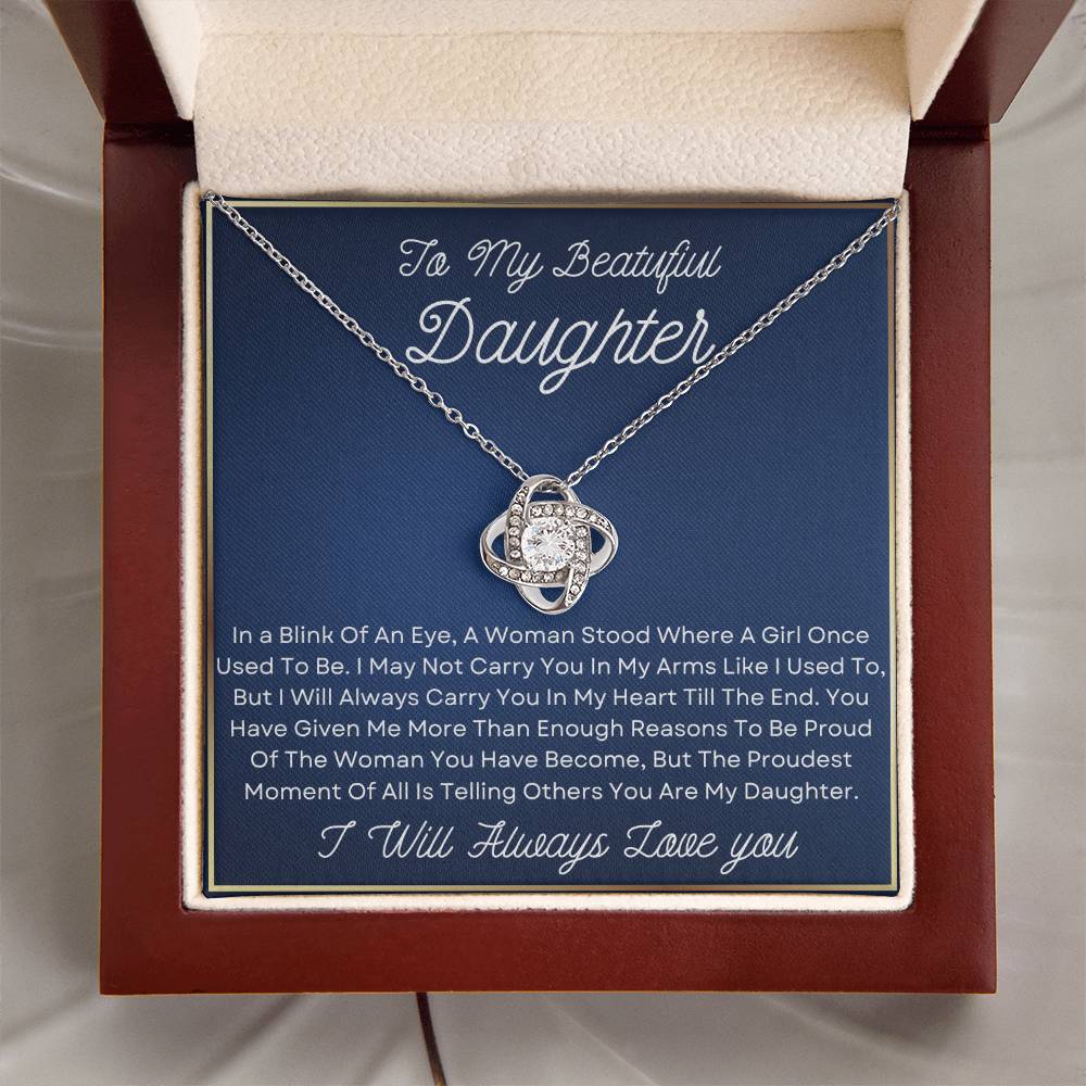 Daughter Necklace - In a blink of an eye 14K White Gold Finish / Standard Box Jewelry Giftinum