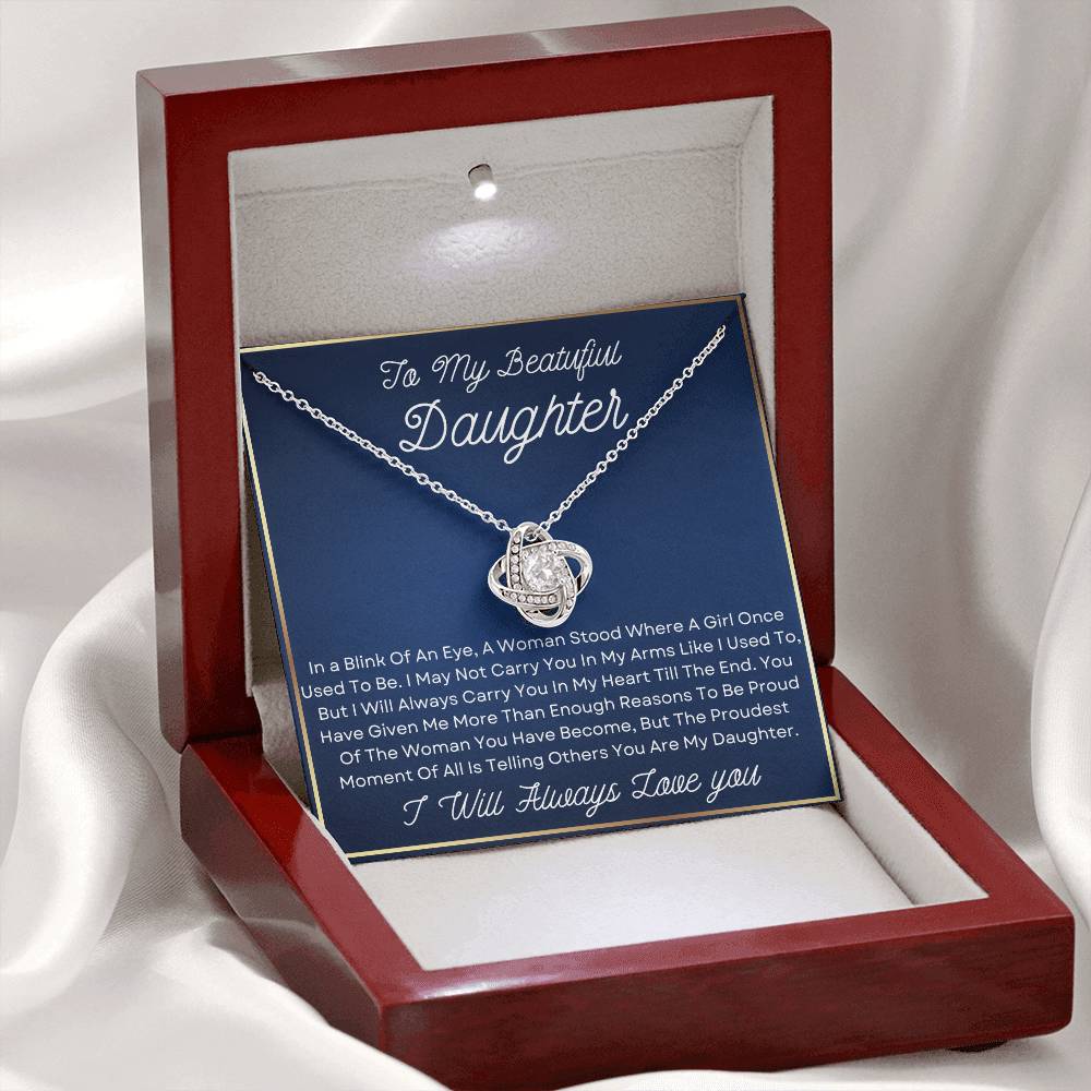 Daughter Necklace - In a blink of an eye 14K White Gold Finish / Standard Box Jewelry Giftinum