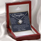 Daughter Necklace - Sometimes it's hard to find words 14K White Gold Finish / Luxury Box w/LED Jewelry Giftinum