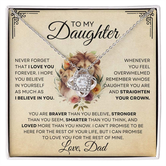 Daughter Necklace - You are Braver 14K White Gold Finish / Luxury Box Jewelry Giftinum