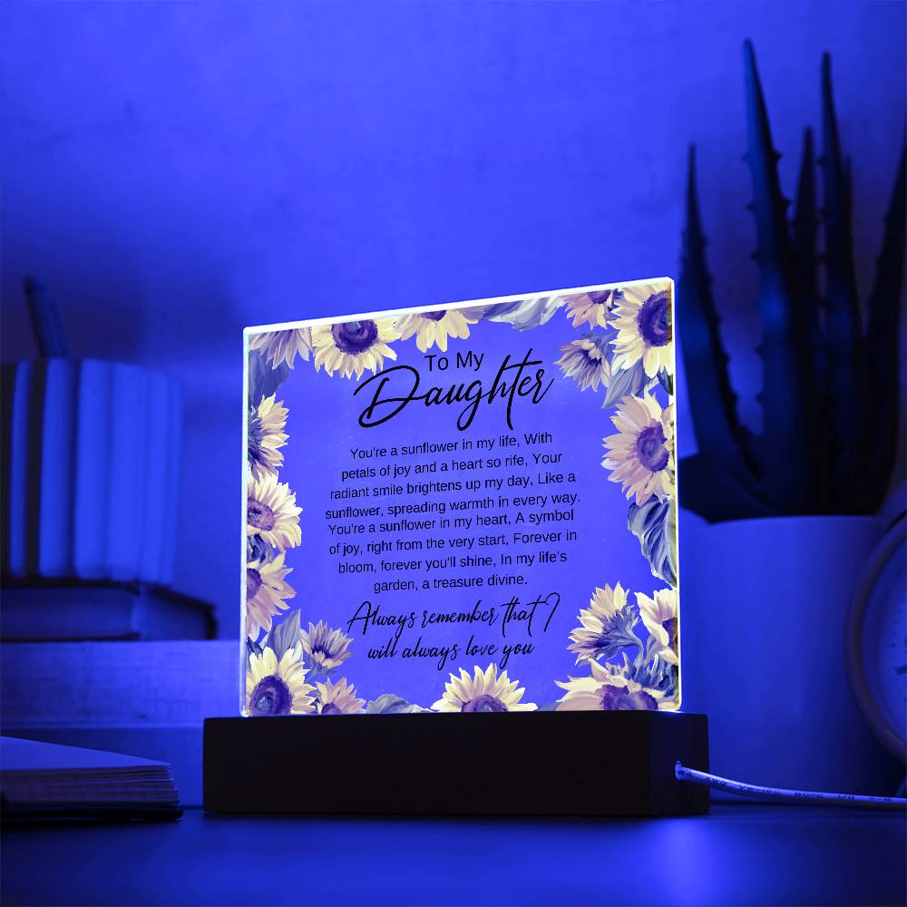 Daughter Sunflower acrylic plaque LED Corded Base Jewelry Giftinum