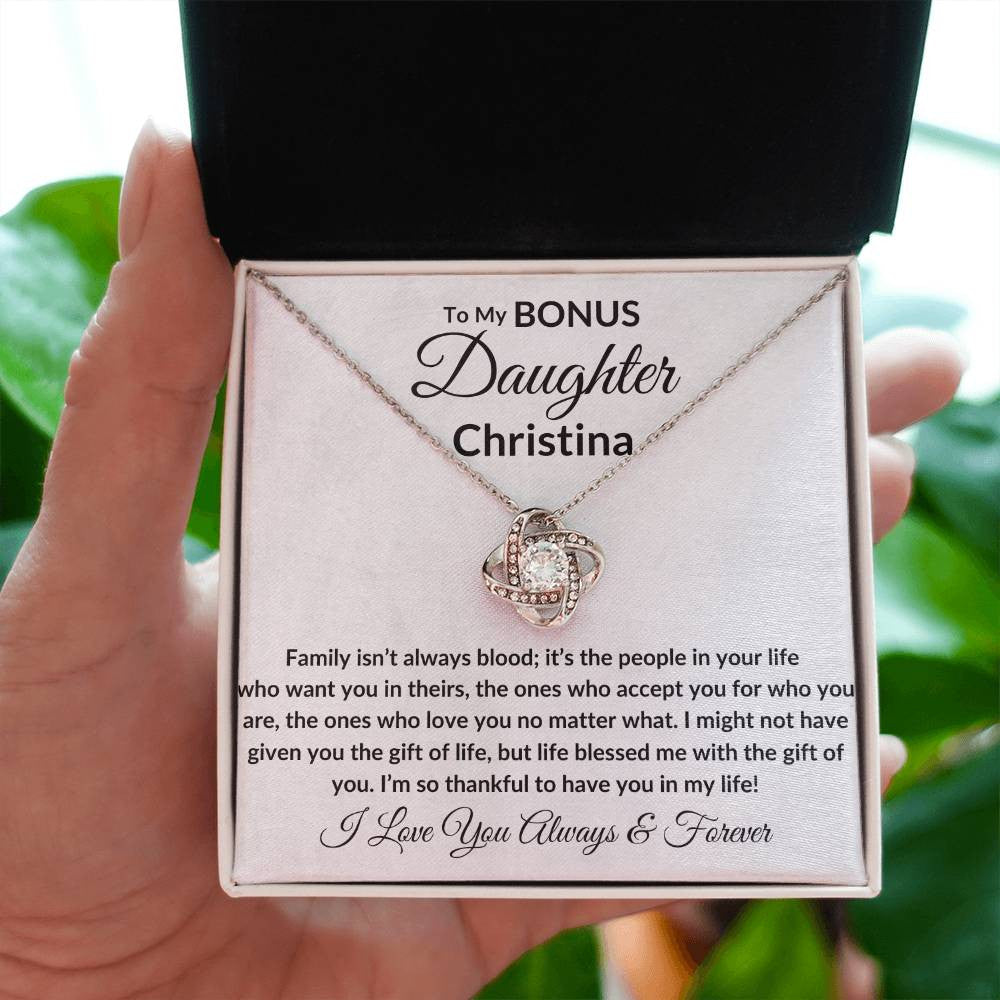 Personalized Bonus Daughter Necklace - Family Isn't Blood 2
