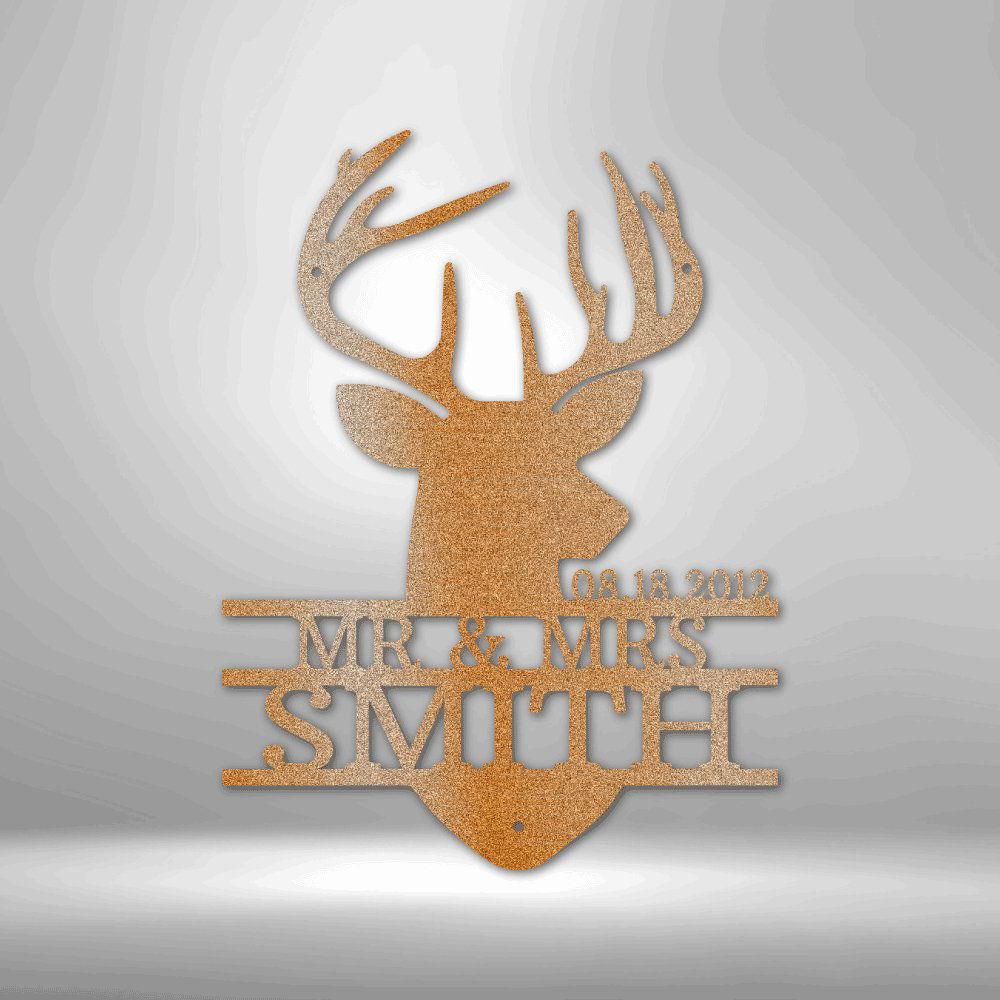 Deer Head Monogram - Steel Sign Copper / 12" Steel Sign Giftinum