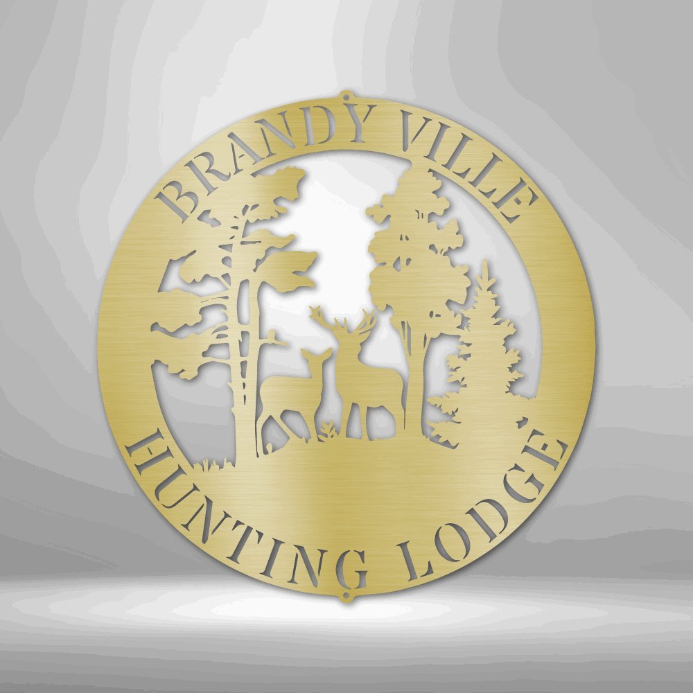 Deer Scene - Steel Sign Gold / 12" Steel Sign Giftinum