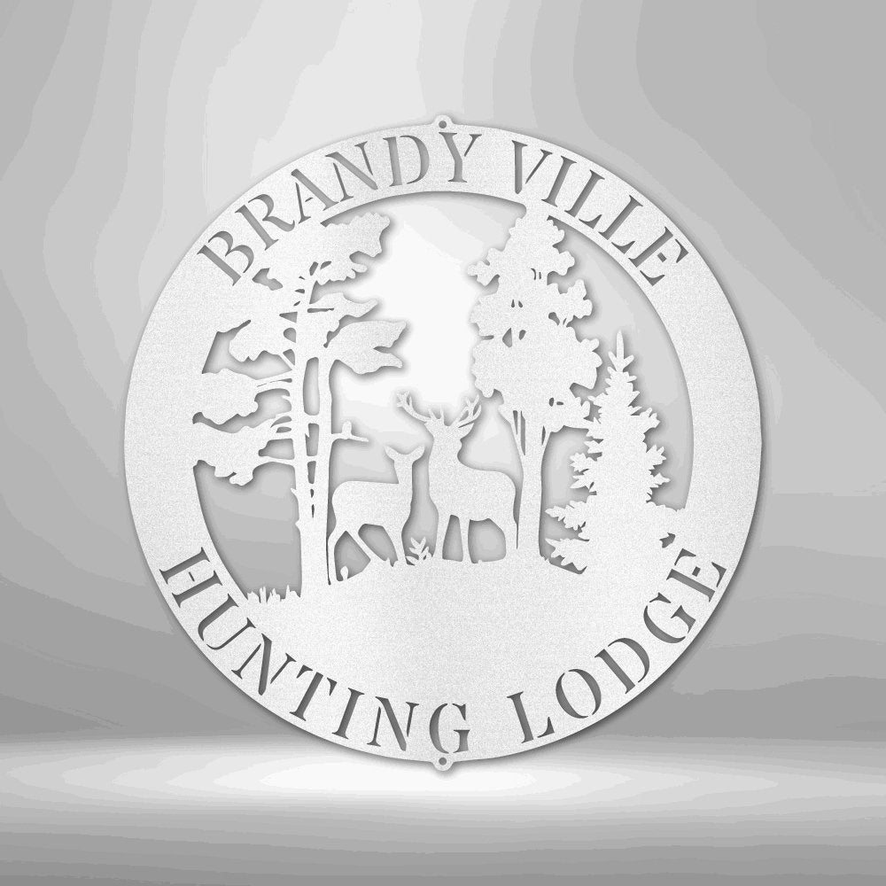 Deer Scene - Steel Sign White / 12" Steel Sign Giftinum
