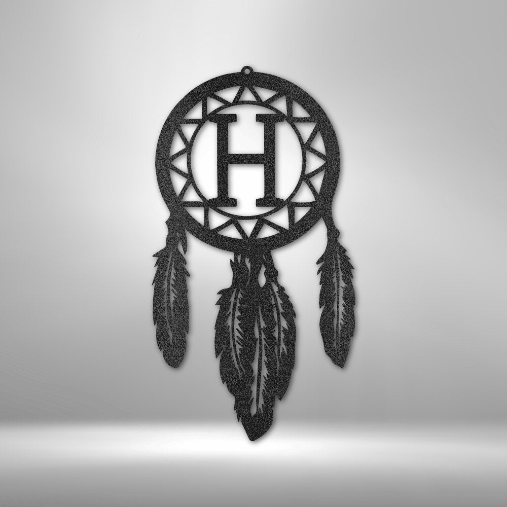 Dream Catcher Monogram - Steel Sign Black / 12" Steel Sign Giftinum