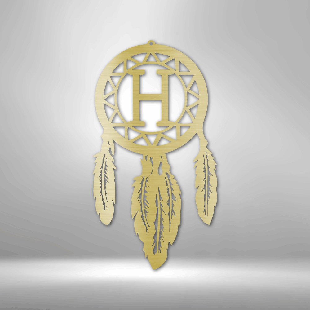 Dream Catcher Monogram - Steel Sign Gold / 12" Steel Sign Giftinum