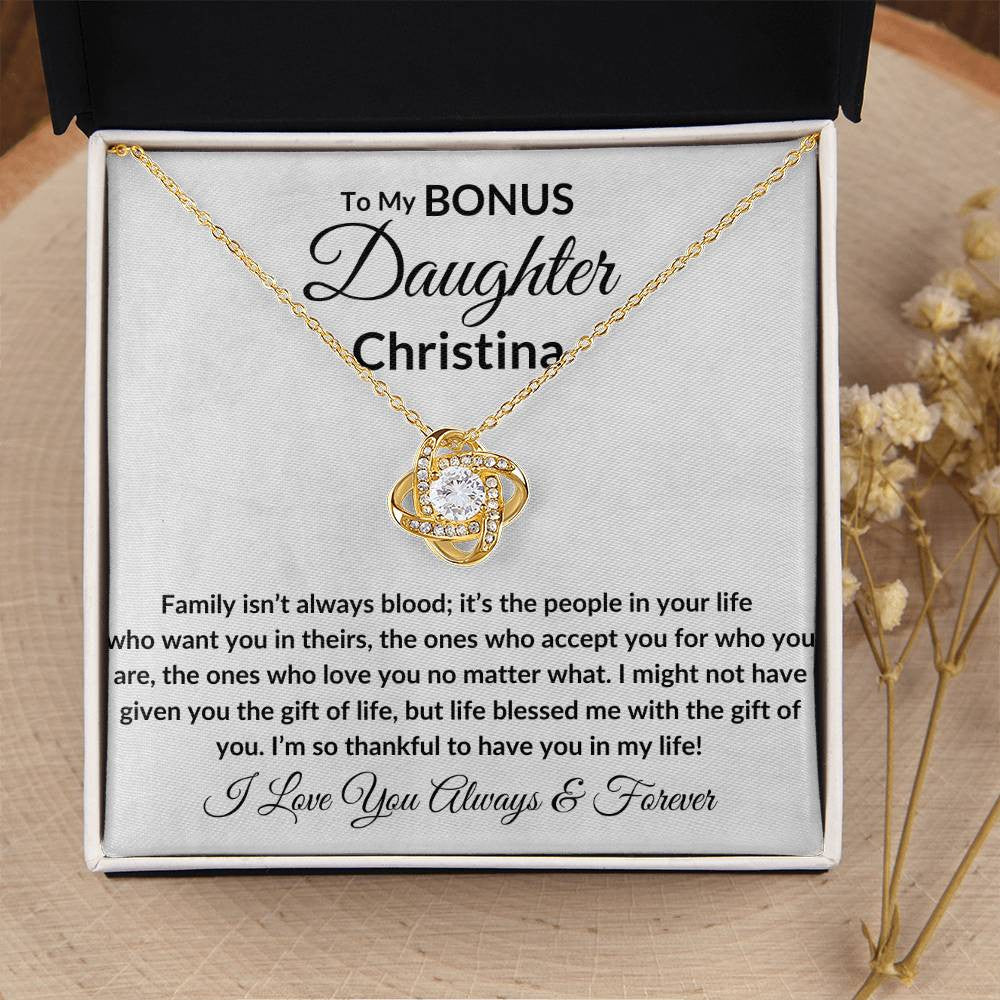 Personalized Bonus Daughter Necklace - Family Isn't Blood 2