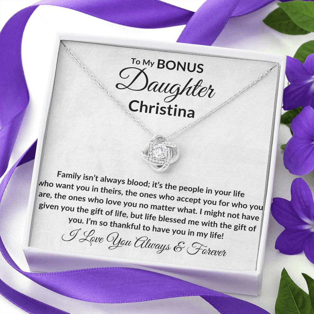 Personalized Bonus Daughter Necklace - Family Isn't Blood.