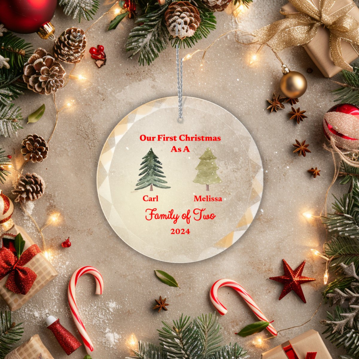 Family of Christmas Ornament Family of Two Giftinum