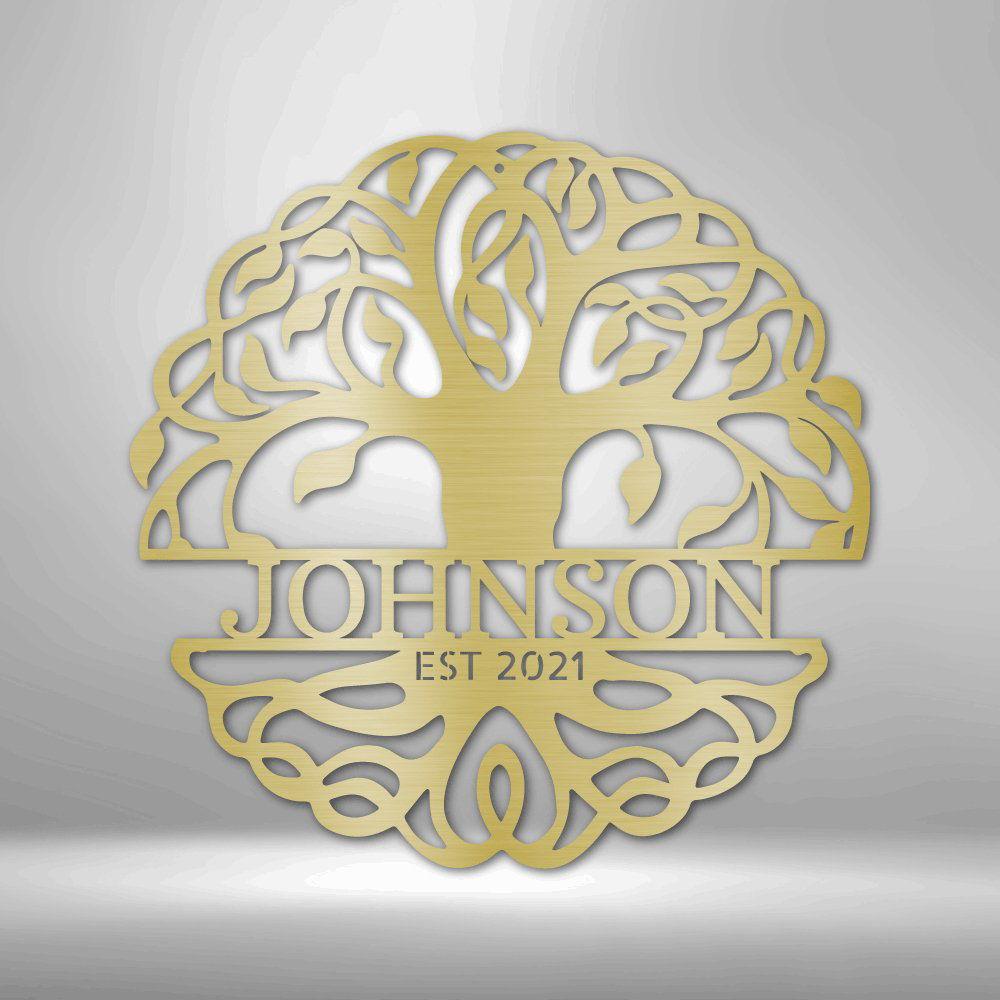 Fancy Tree of Life Monogram - Steel Sign Gold / 12" Steel Sign Giftinum