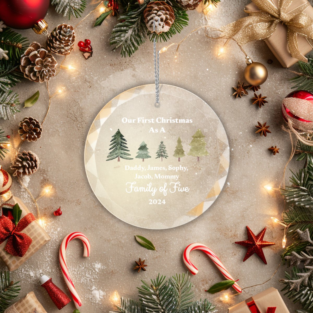First Christmas as Family of Ornament With Gift Box Family of Two Ornaments and Accents Giftinum