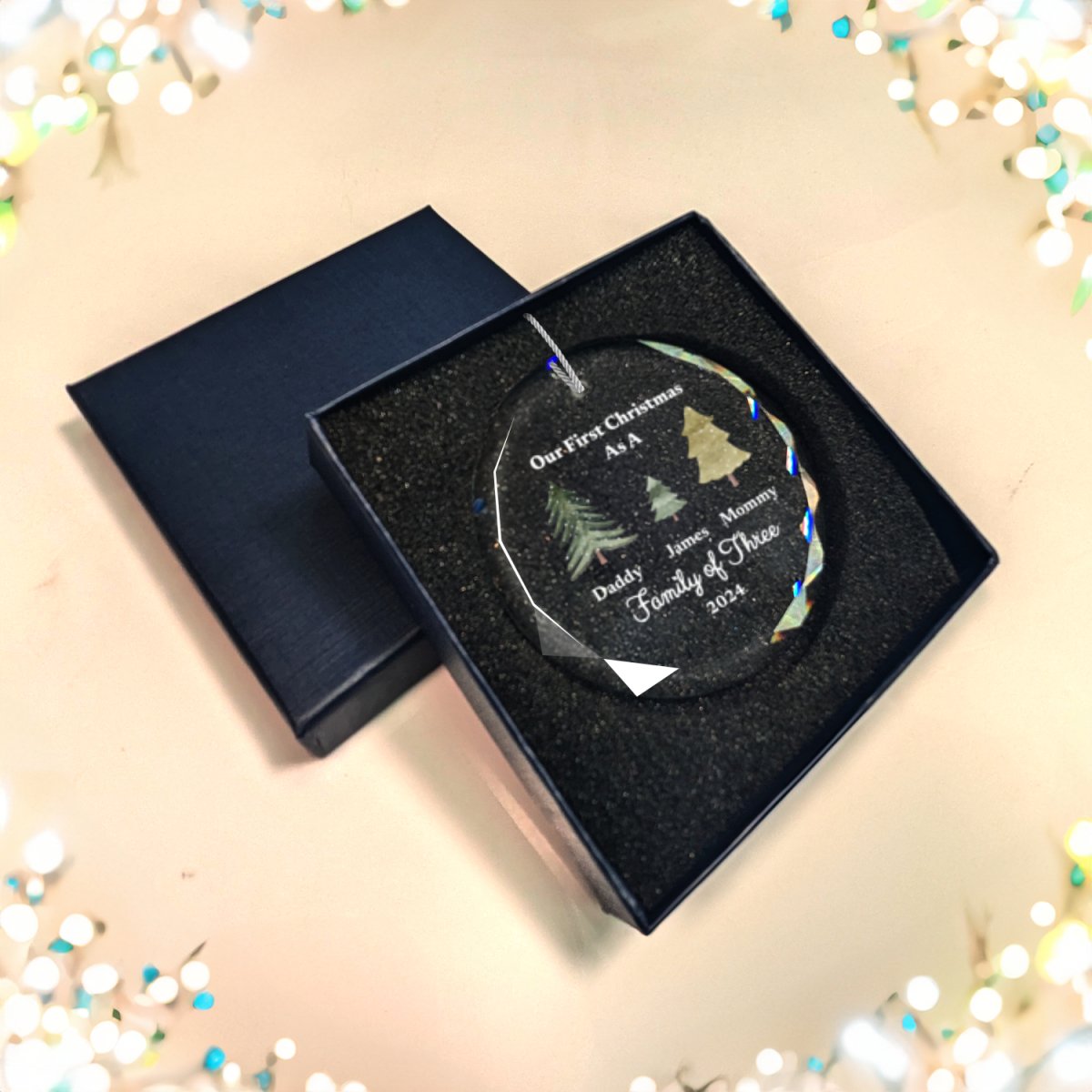 First Christmas as Family of Ornament With Gift Box Family of Two Ornaments and Accents Giftinum