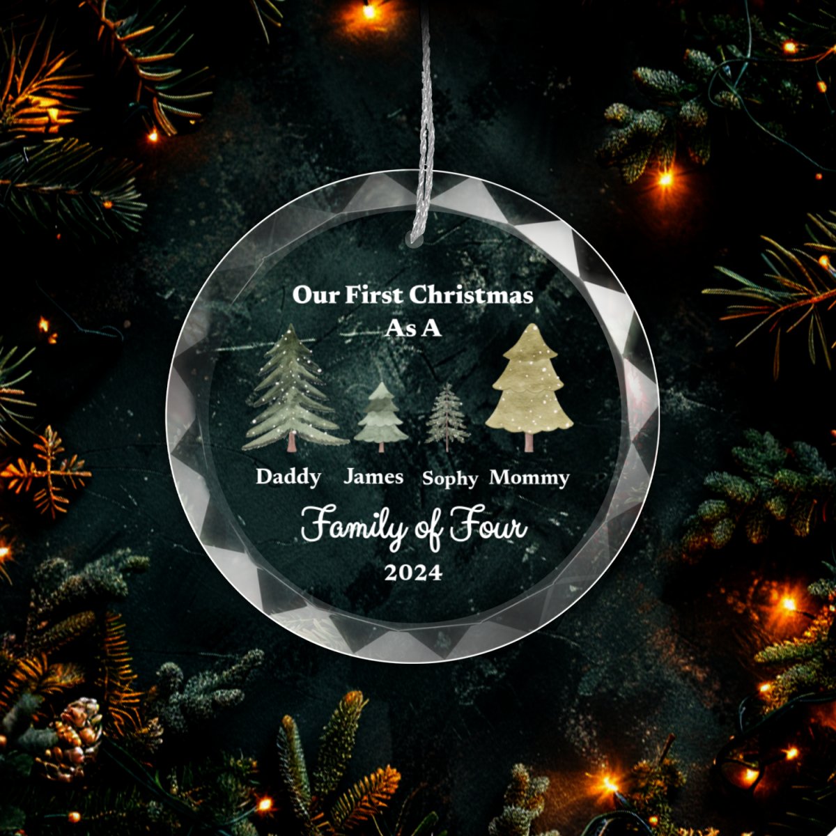 First Christmas as Family of Ornament With Gift Box Family of Five Ornaments and Accents Giftinum