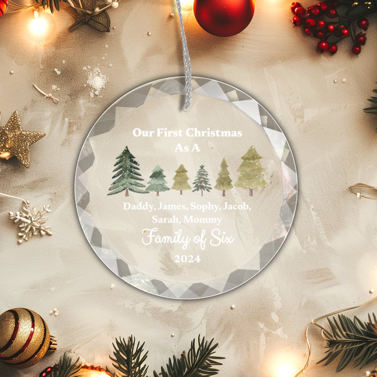 First Christmas as Family of Ornament With Gift Box Family of Two Ornaments and Accents Giftinum