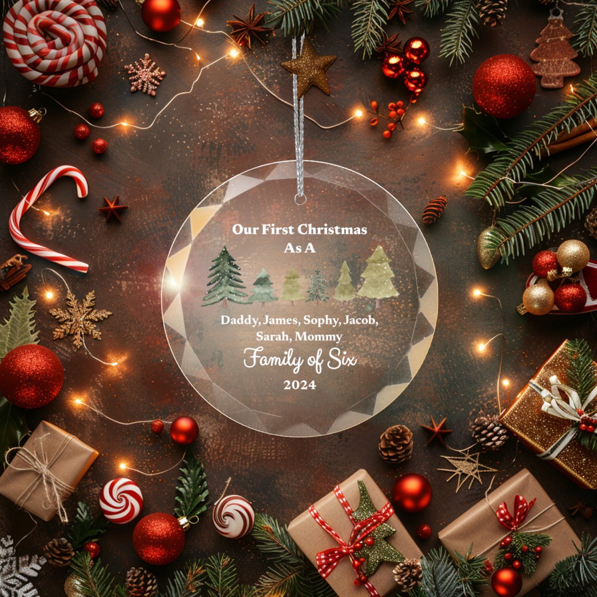 First Christmas as Family of Ornament With Gift Box Family of Two Ornaments and Accents Giftinum