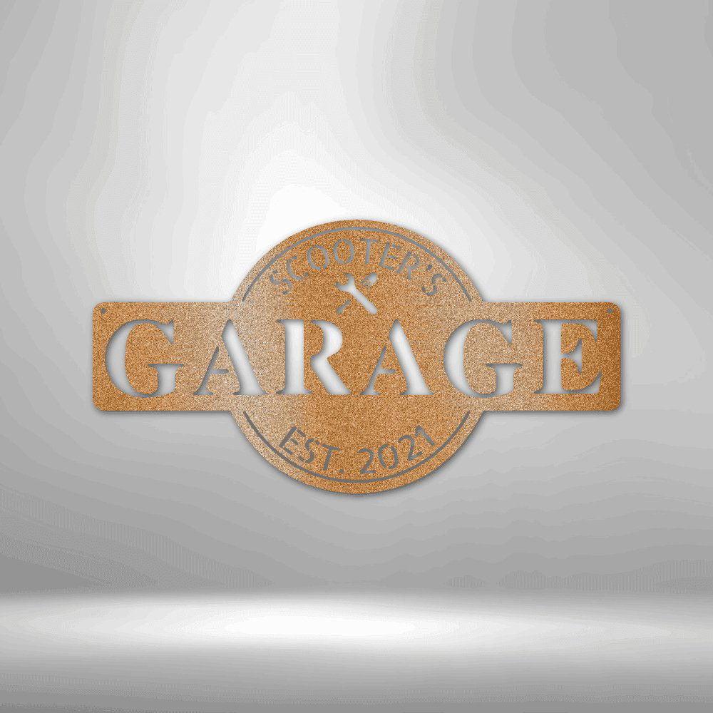 Garage Monogram - Metal Sign Copper / 12" Steel Sign Giftinum