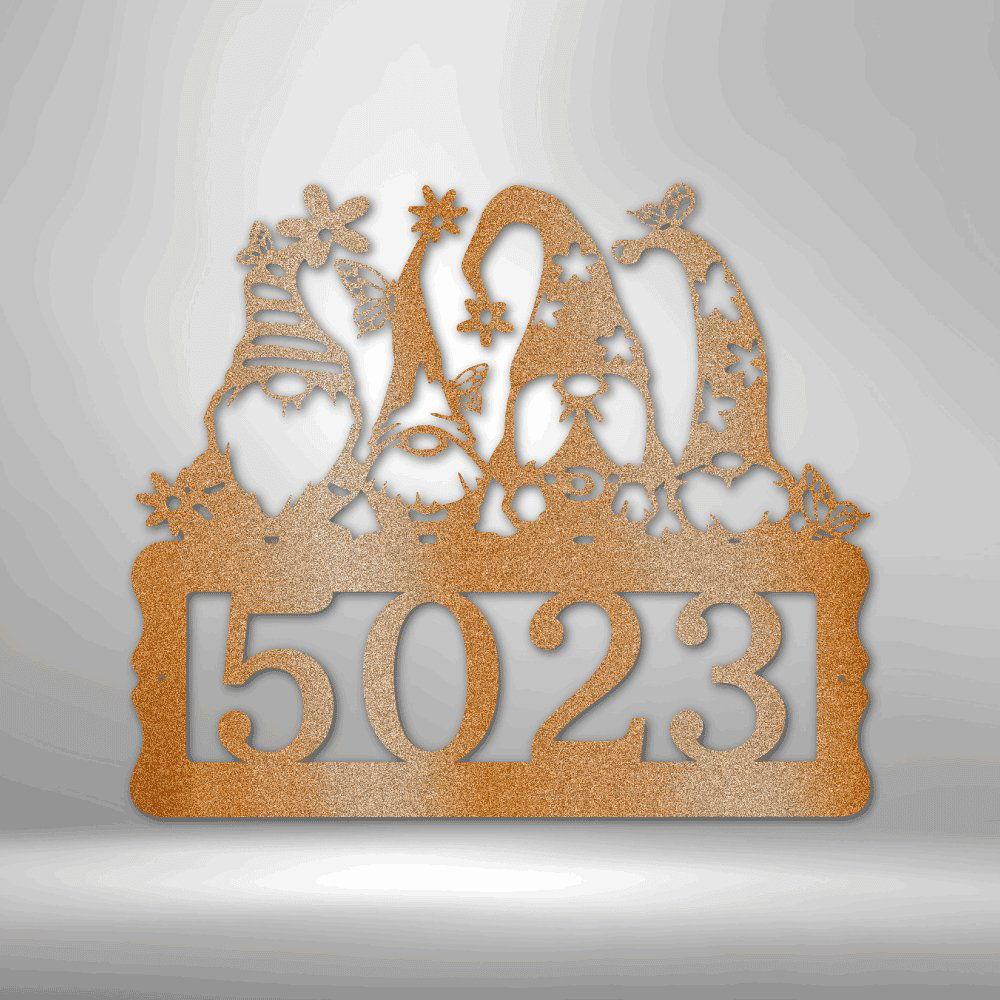 Gnome Address Sign - Steel Sign Copper / 12" Custom Giftinum