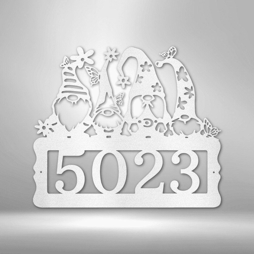 Gnome Address Sign - Steel Sign White / 12" Custom Giftinum