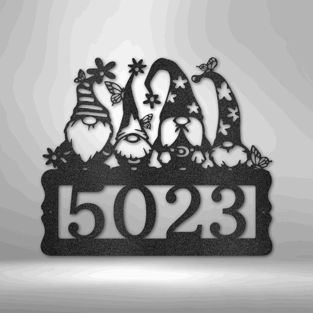 Gnome Address Sign - Steel Sign Black / 12" Custom Giftinum