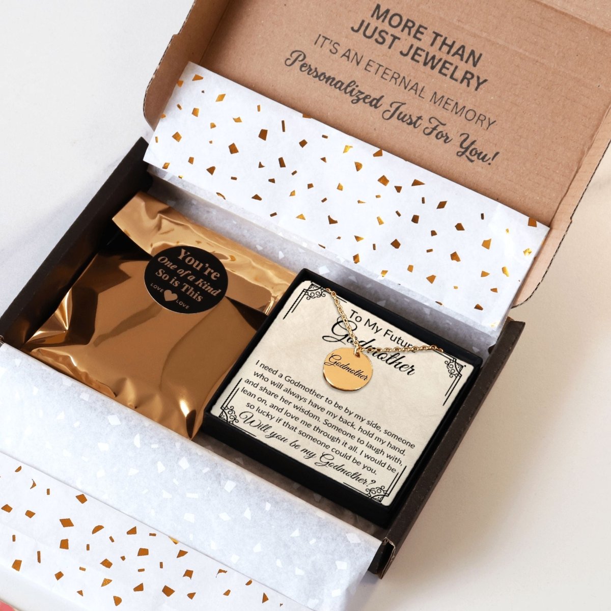 Godmother proposal Without back engraving / Silver Steel Upload Your Own Design Giftinum